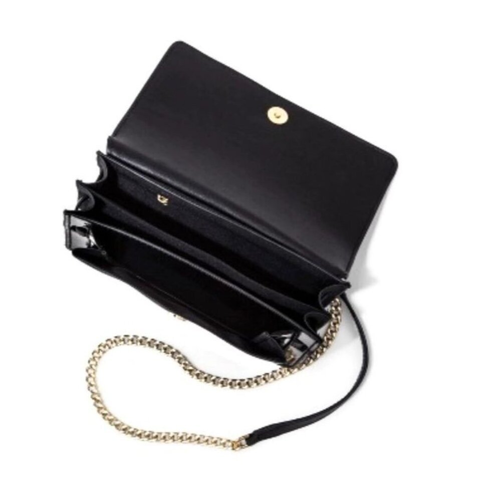 Womens Chain Flap Crossbody Handbag 9" x 7" A New Day Black Gold Tone - Picture 3 of 9